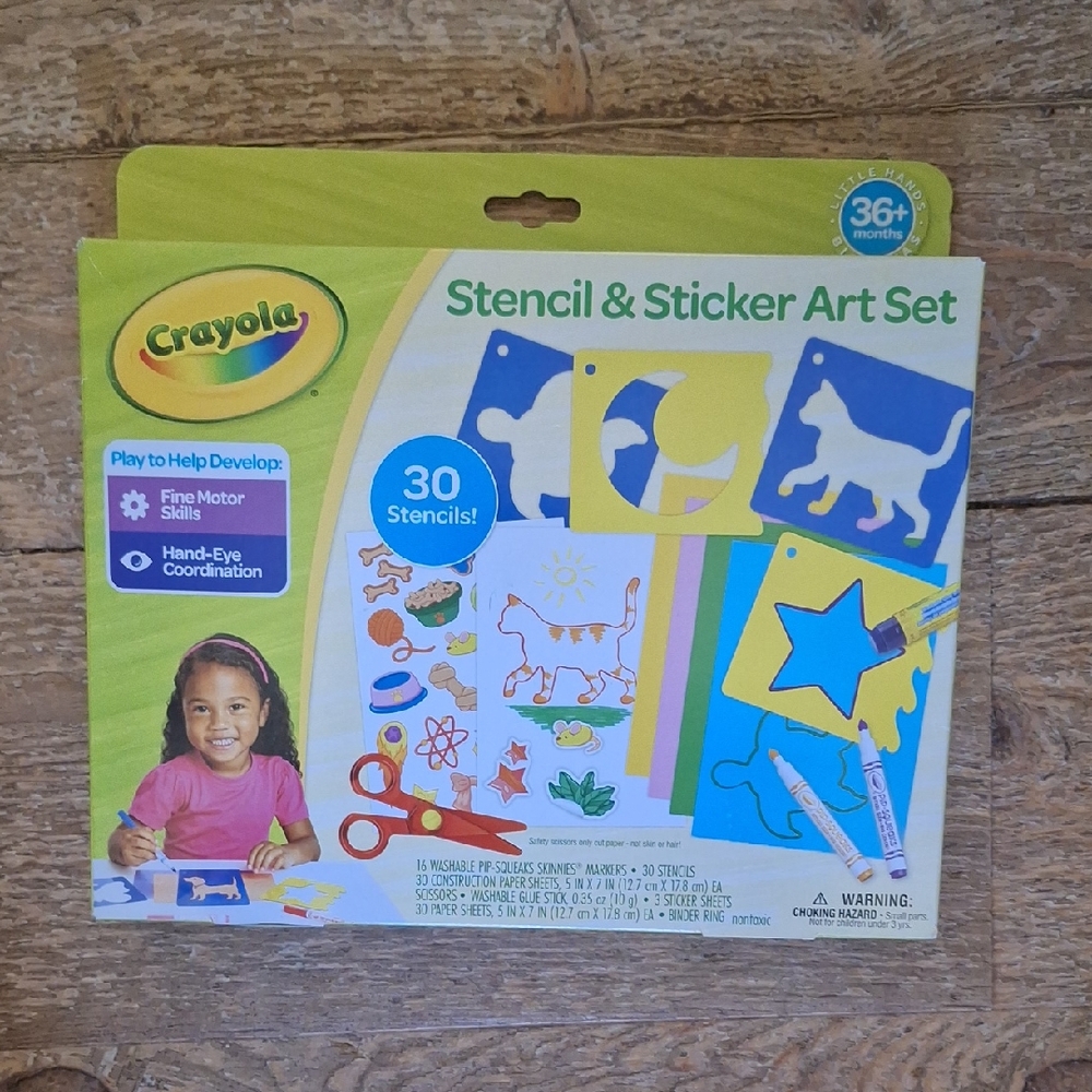 Crayola Stencil & Sticker Art Set - Blue, Yellow, Red